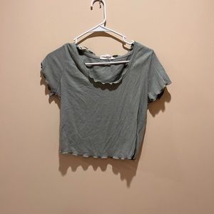 Short sleeve slightly cropped teal tee